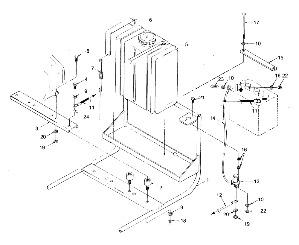 Mounting Base Diagram and Parts List for 8371-0  Generac Welder
