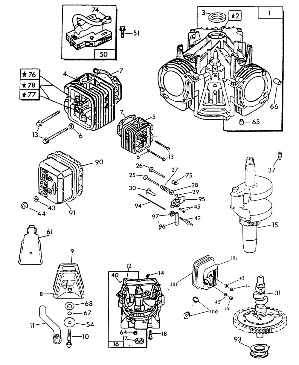 Engine Common Parts 2 Diagram and Parts List for 9734-1  Generac Generator
