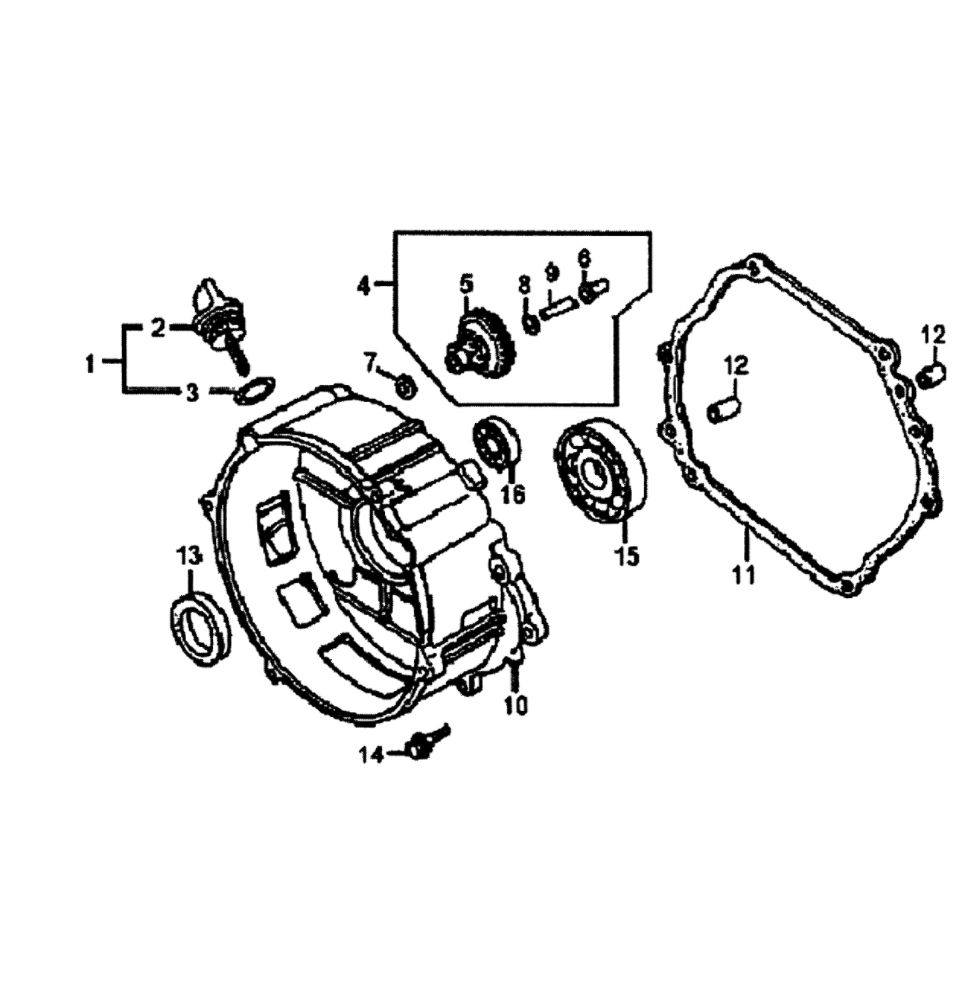 Crankase Cover Diagram and Parts List for GP6500-5940-0  Generac Generator