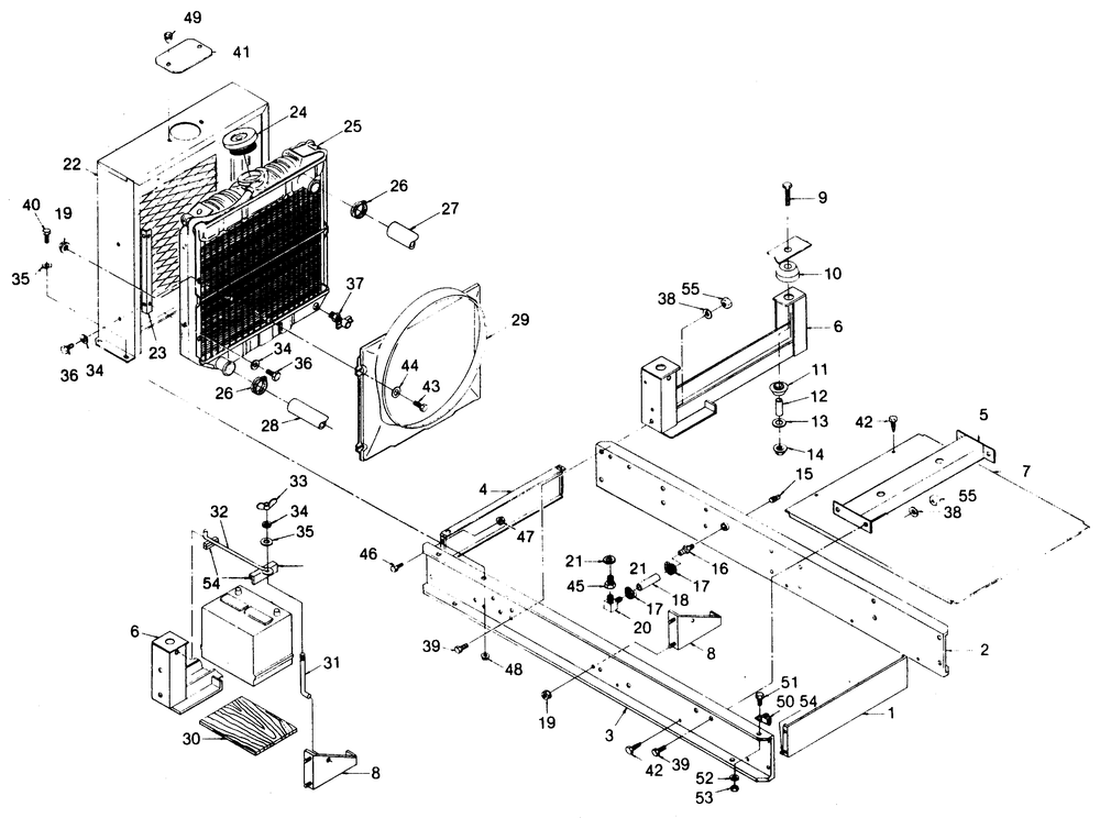 Mounting Base Diagram and Parts List for 1009-C  Generac Welder