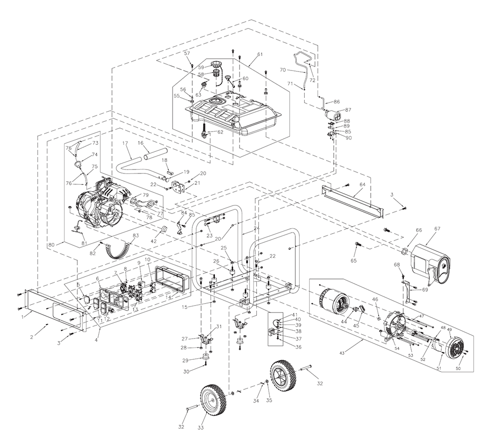 Fig-0 Diagram and Parts List for G0059461 GP6500 Generac Generator
