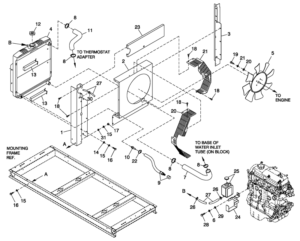 Cooling System 1.5l C1 Diagram and Parts List for 0052110 (4281087 - 4303052)(2005) Generac Generator