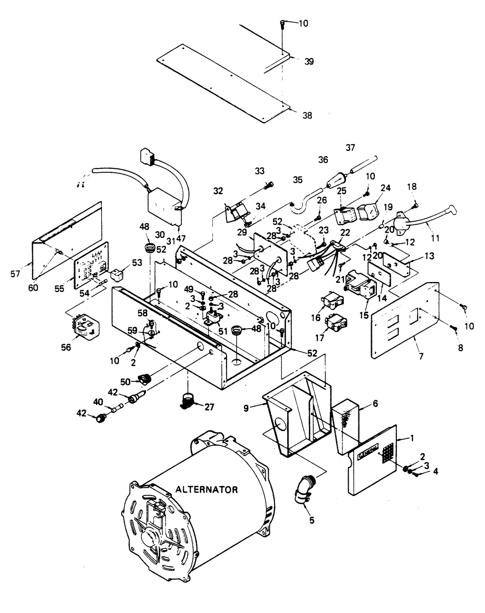 Control Panel Diagram and Parts List for 6614-0  Generac Generator