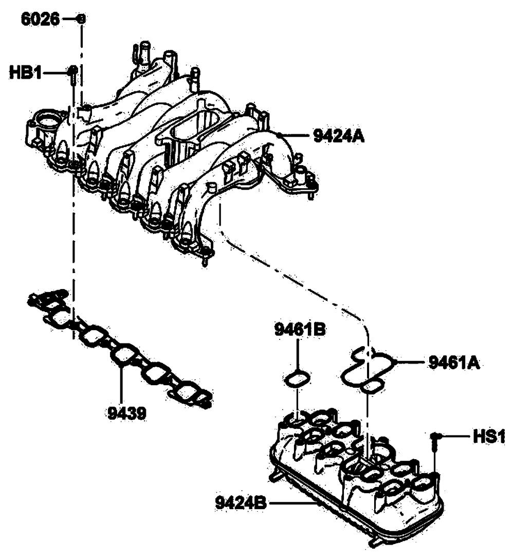 Gas Engine Intake Manifold Diagram and Parts List for ET07068ANAN (5713896 - 5713897)(2009) Generac Generator