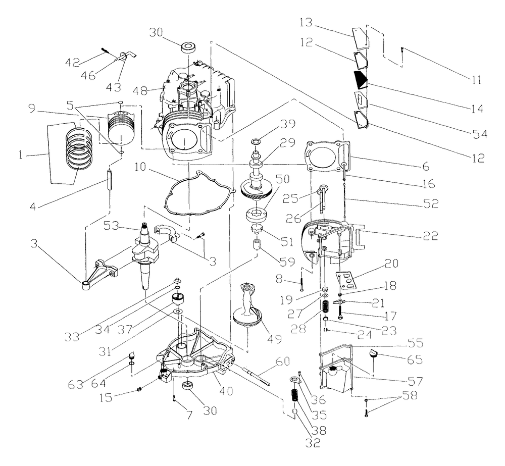 Gn-410 Engine Diagram and Parts List for 4164-0  Generac Generator