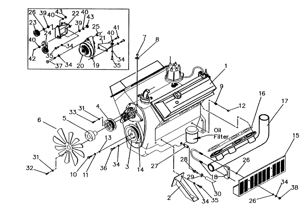 Engine Parts - Drawing 1 Diagram and Parts List for 4080-0  Generac Generator
