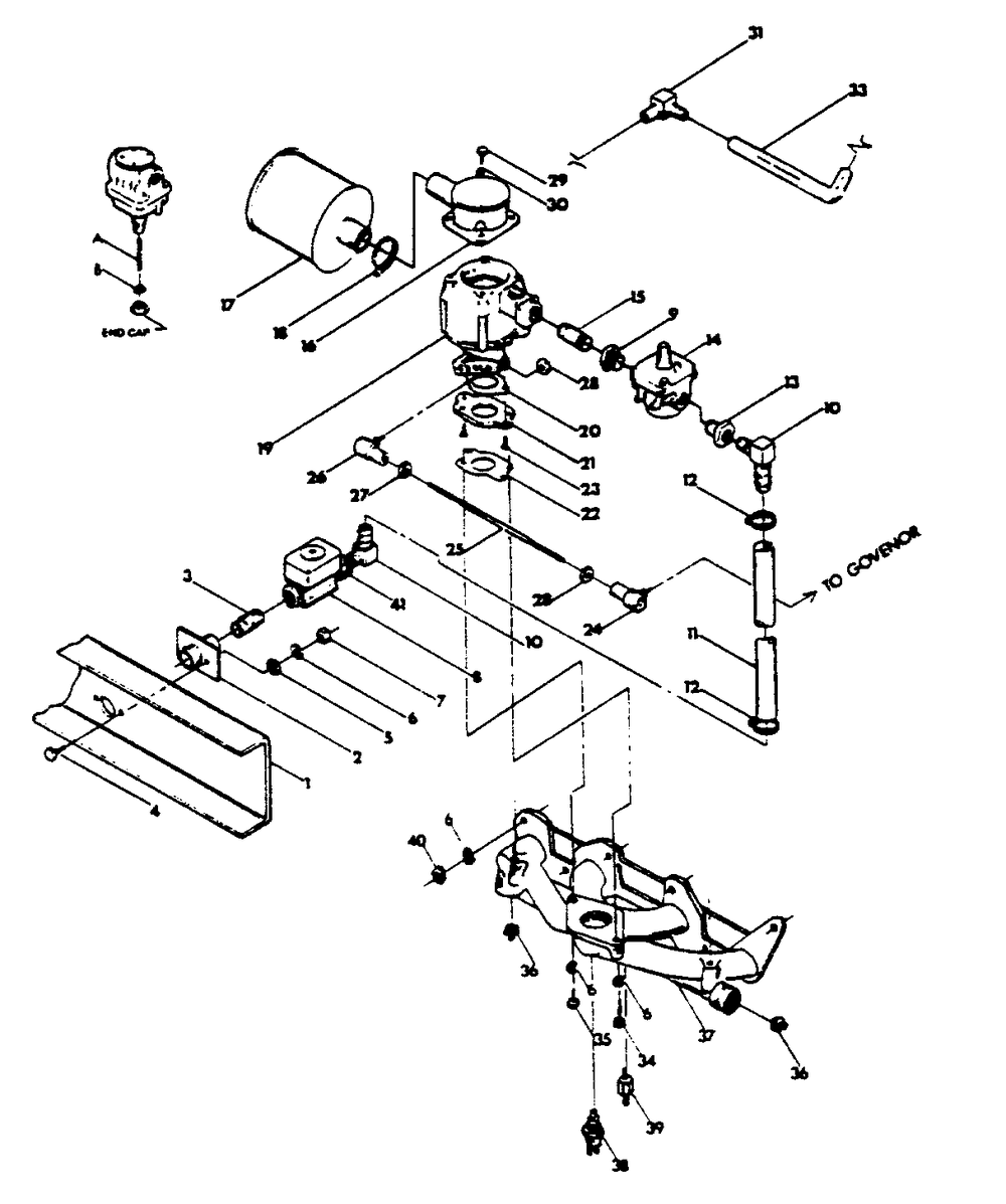 Natural Gas Fuel System Diagram and Parts List for 0448-0  Generac Generator