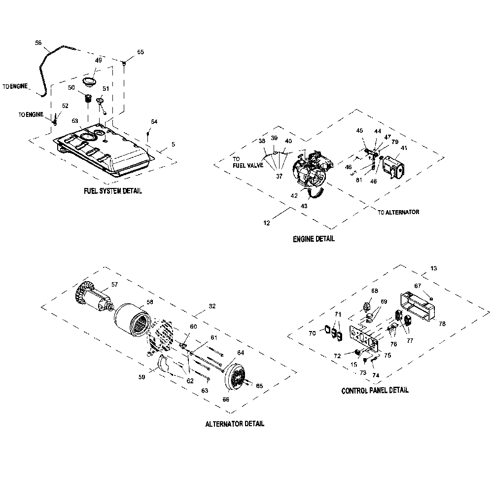 Main assy Diagram and Parts List for 5941-1  Generac Generator