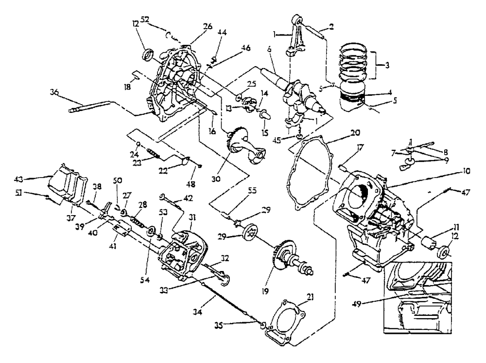 Long Block (10/95) Diagram and Parts List for 9885-0 (Rev 0)(1995-07) Generac Generator