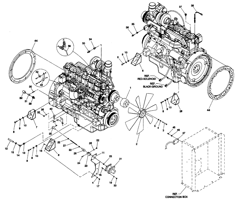 Engine Common Parts Diagram and Parts List for 4364-1  Generac Generator