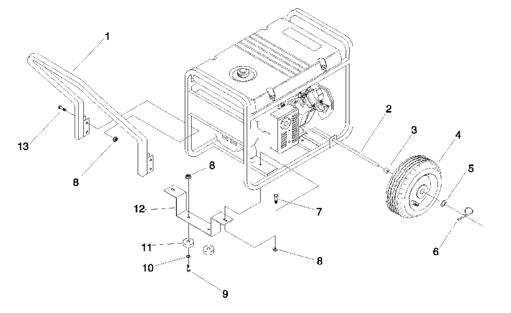 Deluxe Wheel Kit Diagram and Parts List for 93583 (1002-0)(1002-0) Generac Generator