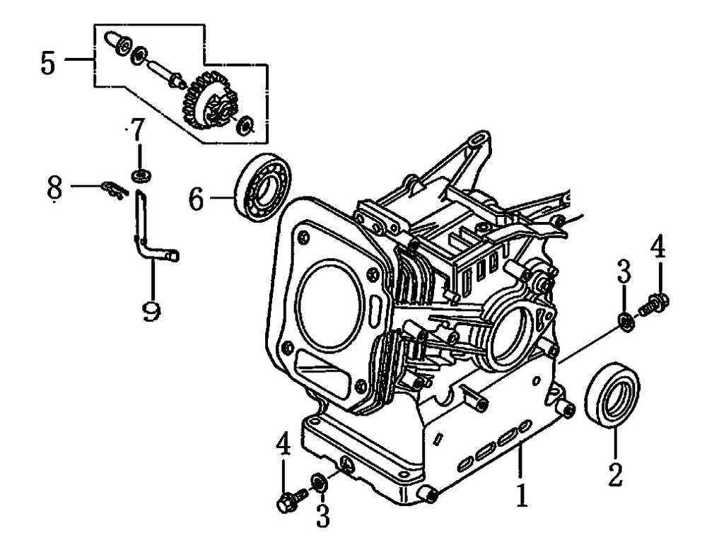 Crankcase Diagram and Parts List for 0065490 (9137065 - 9924595)(2015) Generac Generator