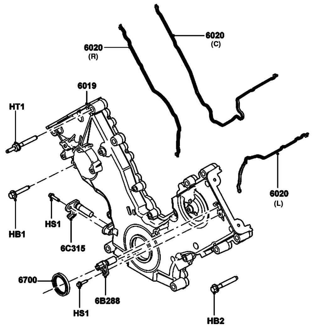 Gas Engine Timing Cover Diagram and Parts List for ET07068ANAN (5713896 - 5713897)(2009) Generac Generator