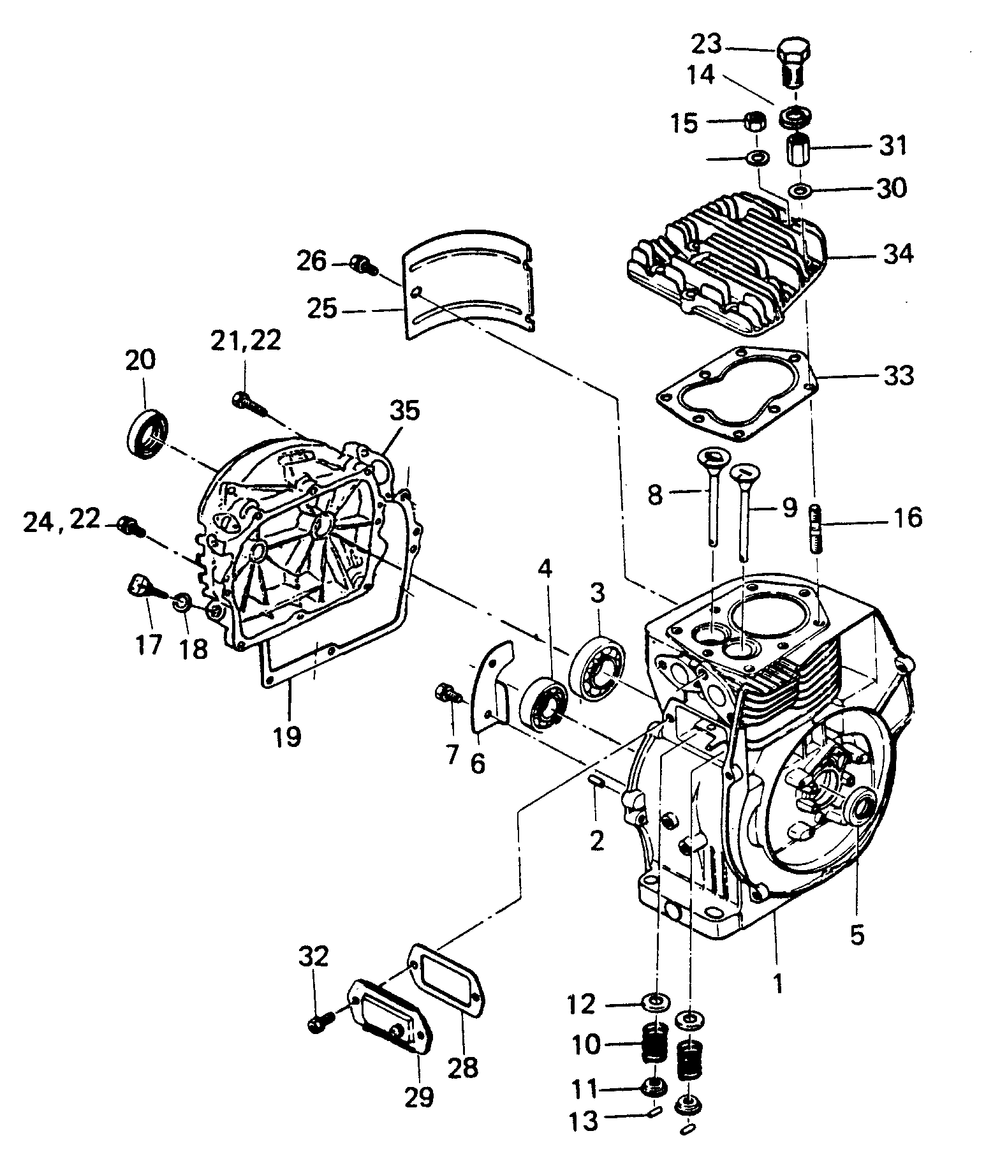 Cylinder Block Diagram and Parts List for 6895-0  Generac Generator