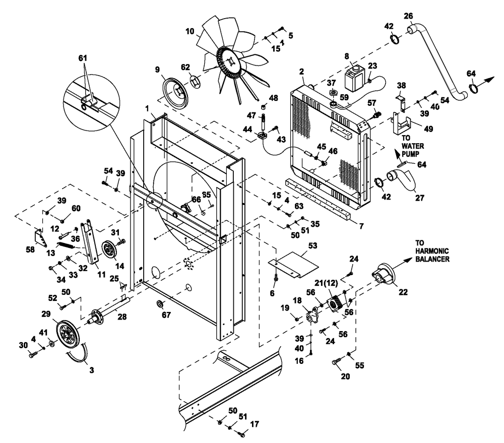Coolsys/Fan Drive 5.4l And 4.6l Cp Diagram and Parts List for CT08046ANSN (3507V24654)(2007) Generac Generator