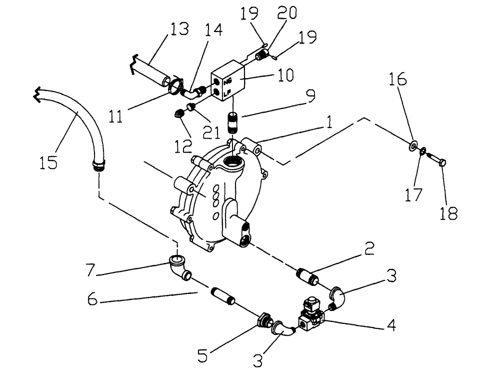 Gas Valve Assembly Diagram and Parts List for 0844-1  Generac Generator