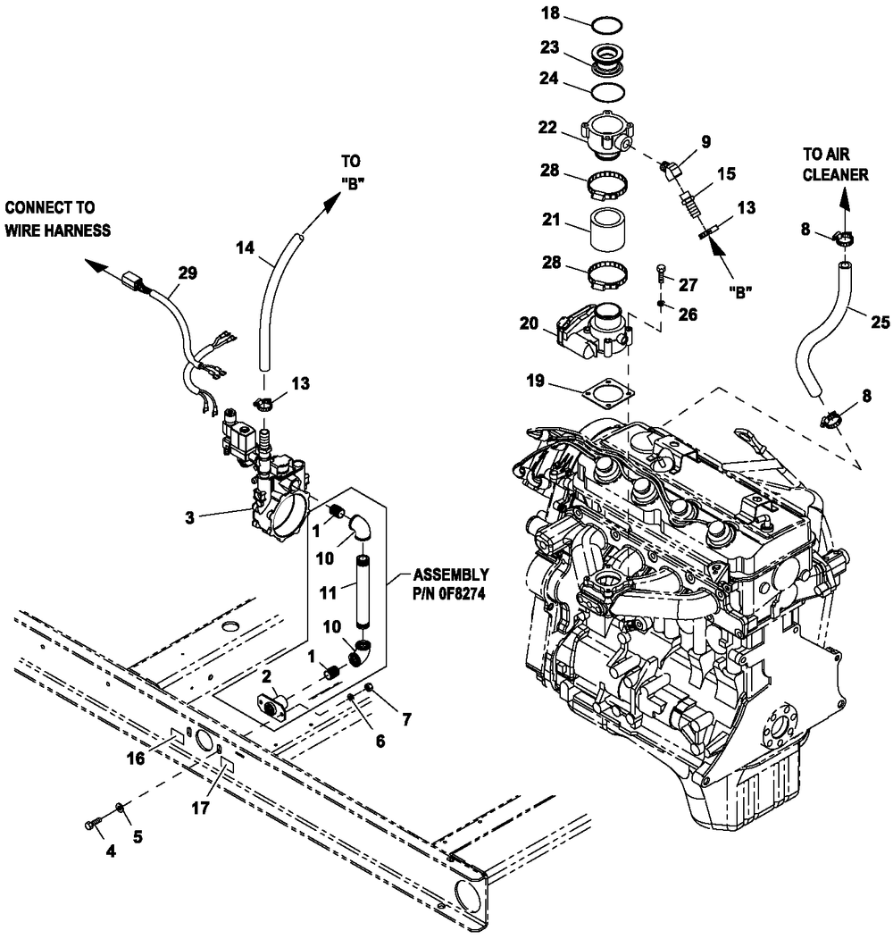 Fuel System 2.4l 45kw Diagram and Parts List for ET04524ANSX (5958125 - 6811044)(2011) Generac Generator