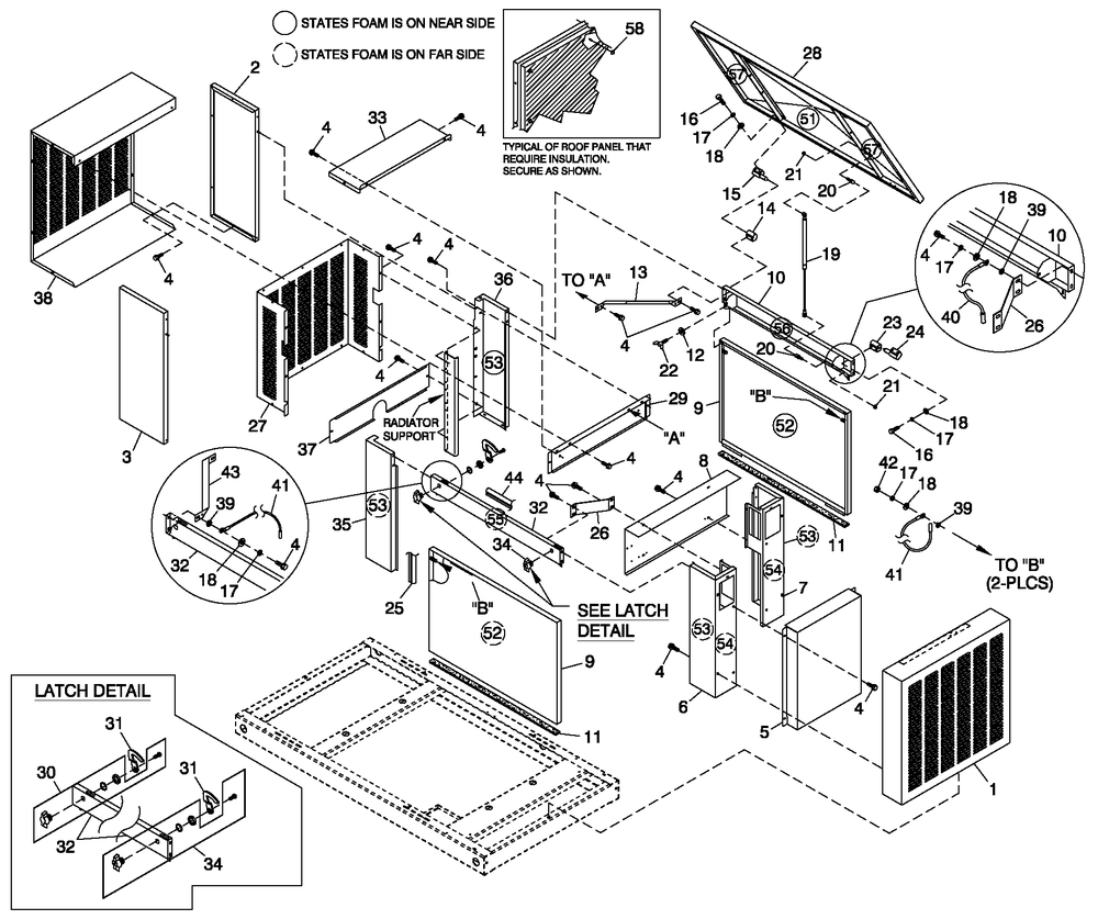 Ev Encl Aco 3.9l Hsb Diagram and Parts List for 0051060 (0505V01166)(2005) Generac Generator