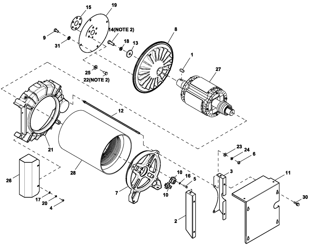 Alternator Common Parts Diagram and Parts List for QT03015ANSX (7005578 - 9279531)(2014) Generac Generator
