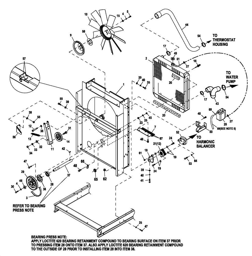 Ev Cooling System 5.4l C2 Diagram and Parts List for HT04554GNAX (7064094)(2012) Generac Generator