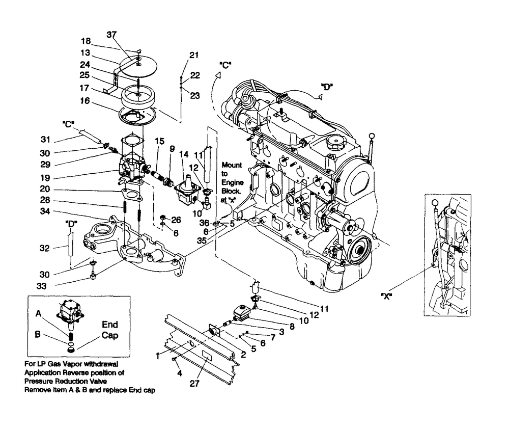 Natural Gas Carburetor Diagram and Parts List for 0990-0  Generac Generator