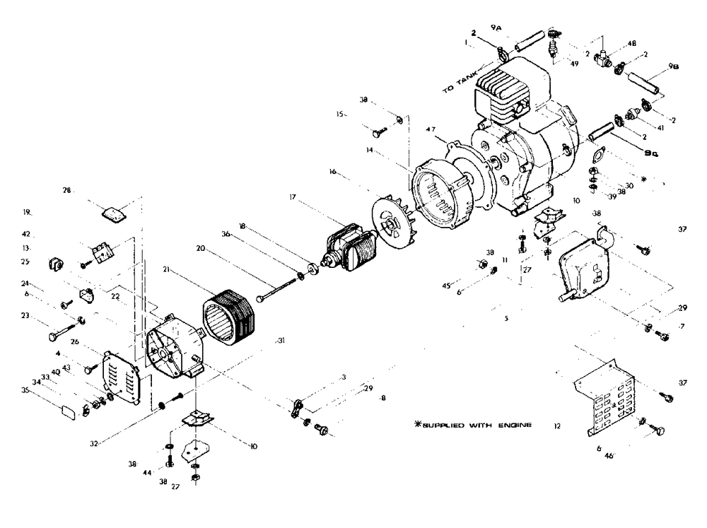 Stator Assembly (10/95) Diagram and Parts List for A4000 (8969-0)(8969-0) Generac Generator