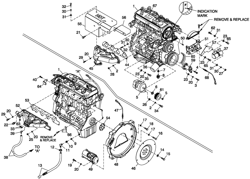 Engine Common Parts 2.4l G2 Diagram and Parts List for 0052591 (4407937 - 4789440)(2007) Generac Generator