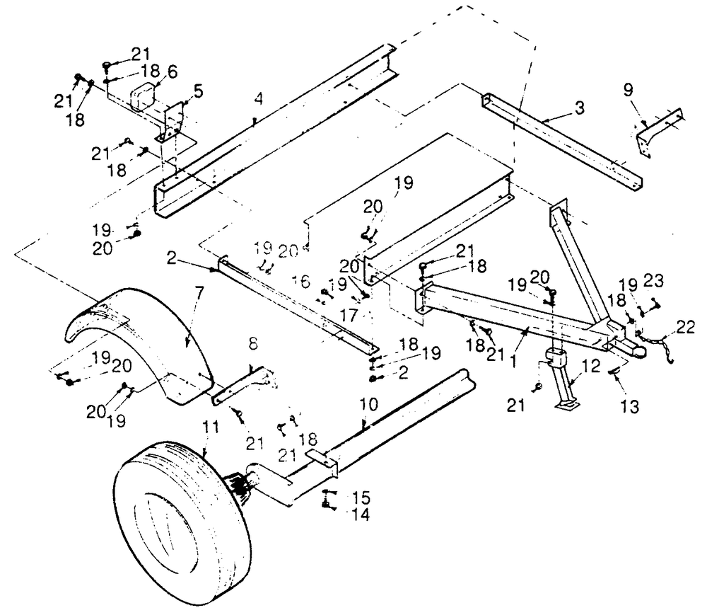 Trailer Diagram and Parts List for 9154-0  Generac Generator