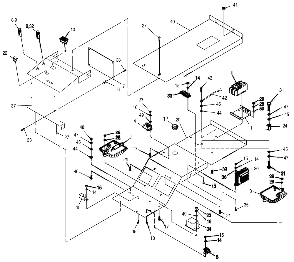 Control Panel Diagram and Parts List for 0046792 (3836583 - 3836707)(2004) Generac Generator