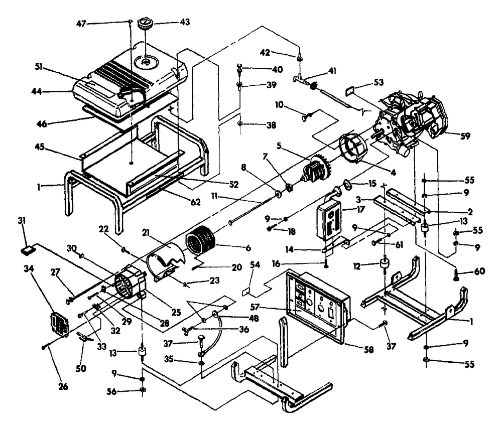 Generator Diagram and Parts List for MC6500 (9805-0)(9805-0) Generac Generator