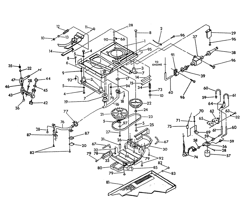 Base And Pulleys Diagram and Parts List for 9600-1  Generac Generator