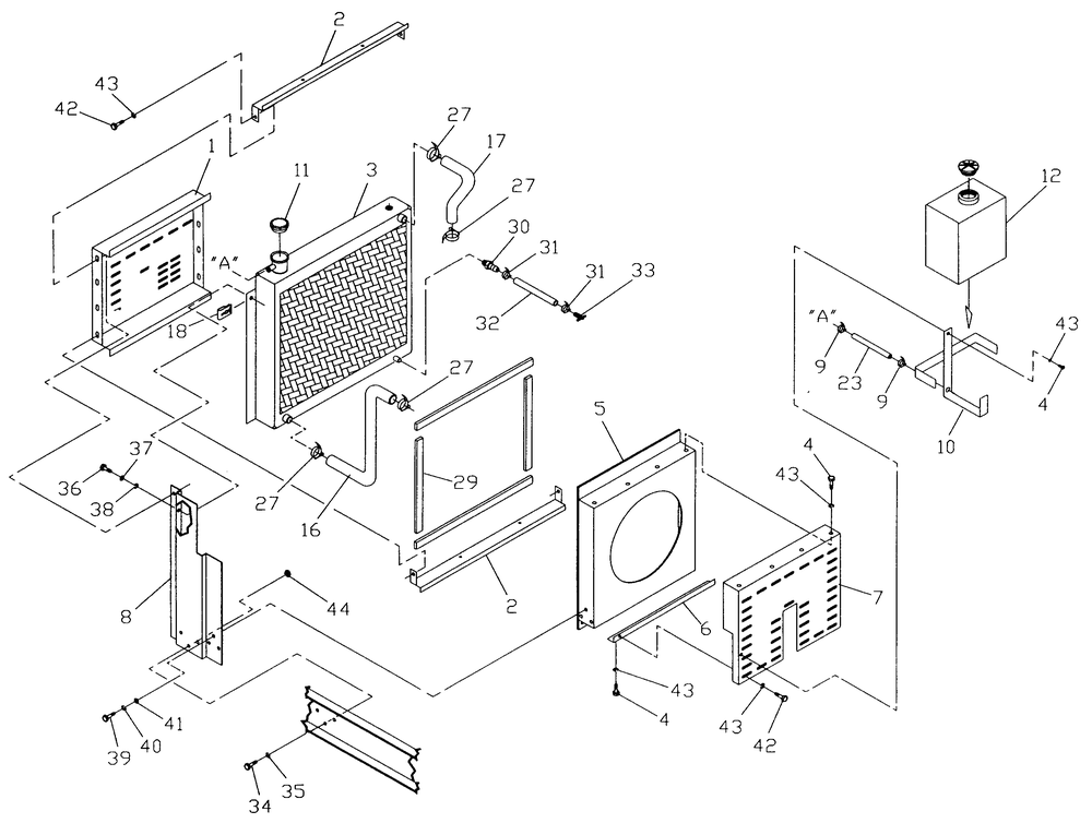 Radiator Diagram and Parts List for 4251-0  Generac Generator