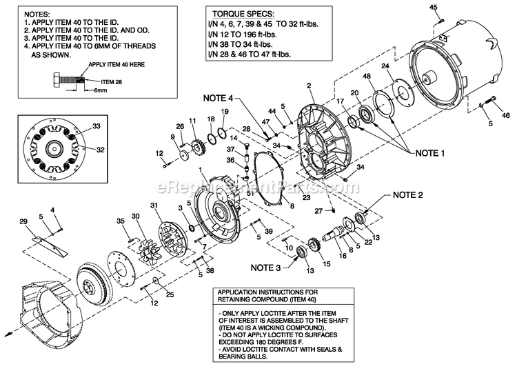 Gearbox 390 Diagram and Parts List for QT10068KNSY (5305008)(2009) Generac Generator