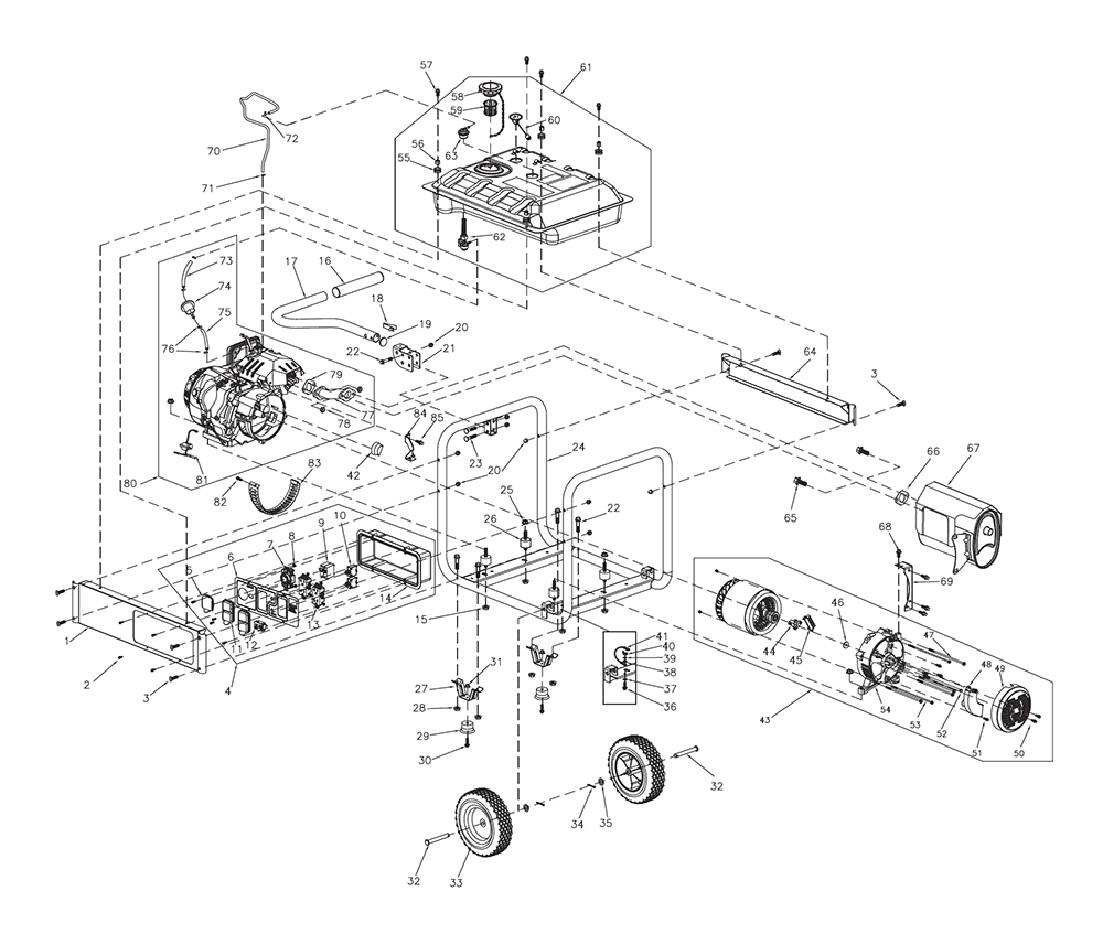 Fig-0 Diagram and Parts List for G0059762 GP6500 Generac Generator