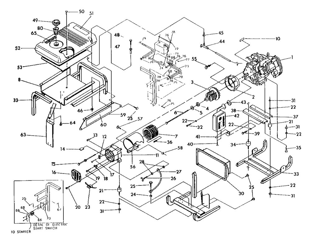 Generator Drawing No. 98533 Diagram and Parts List for GN6500E (0491-0)(0491-0) Generac Generator