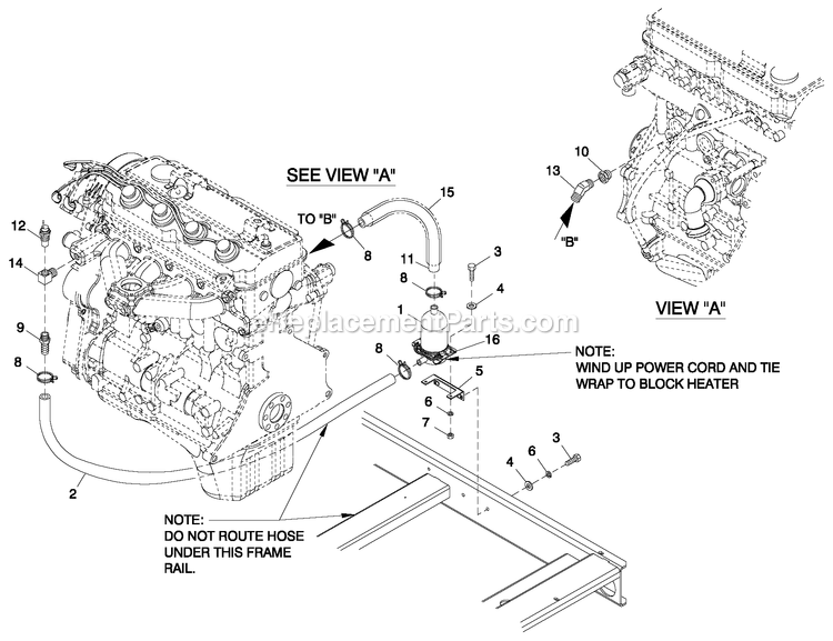 2.4l G2 Block Heater Diagram and Parts List for QT02524GNANA (7056379)(2012) Generac Generator