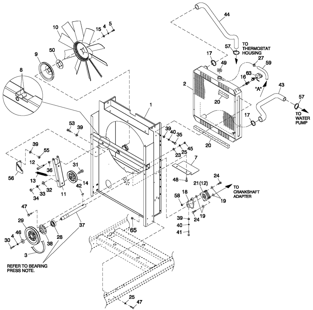 C2 Cooling System And Fan Drive Diagram and Parts List for HT03524ANAX (7064093 - 8357475)(2013) Generac Generator