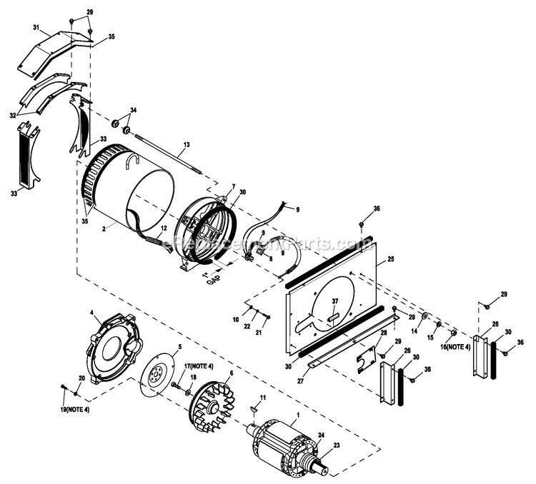 Ev Altcomprt Direct B-Can Diagram and Parts List for HT04554JNAX (8723681)(2014) Generac Generator