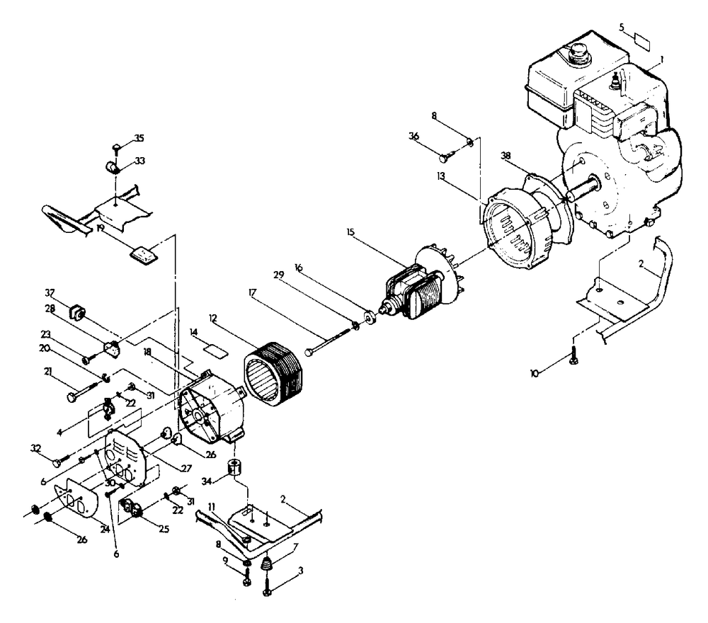 Generator Diagram and Parts List for S4001 (8972-3)(8972-3) Generac Generator