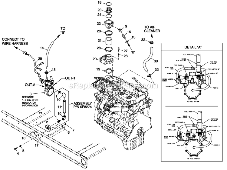 Fuel System 2.4l C2 G2 (1) Diagram and Parts List for QT04524GNSN (4795891)(2007) Generac Generator