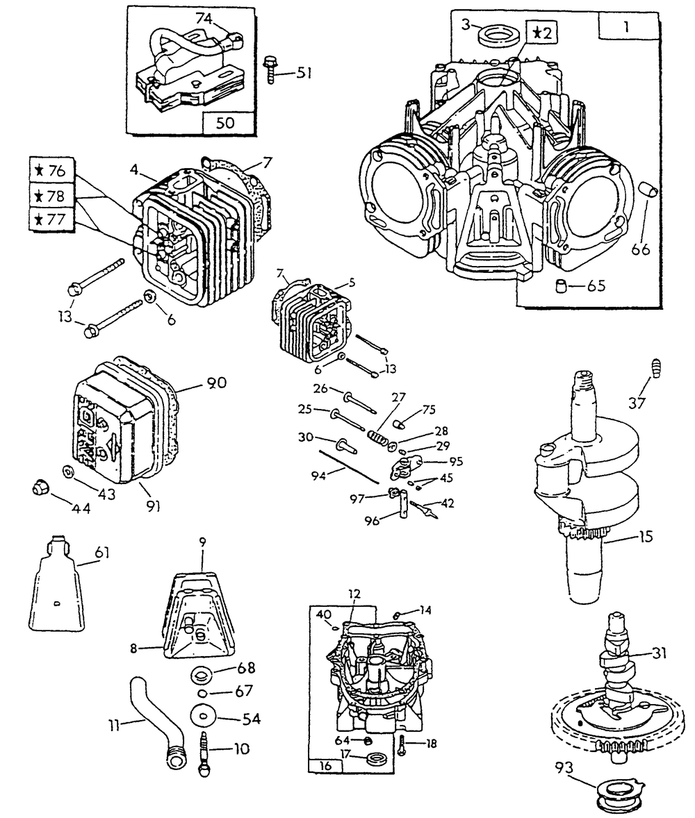 Engine Parts (Part 1) Diagram and Parts List for 0863-0  Generac Generator