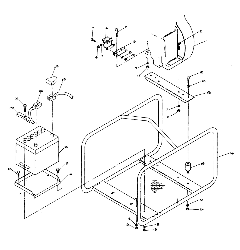 Mounting Base Assembly (Part 2) Diagram and Parts List for 6948-1  Generac Welder