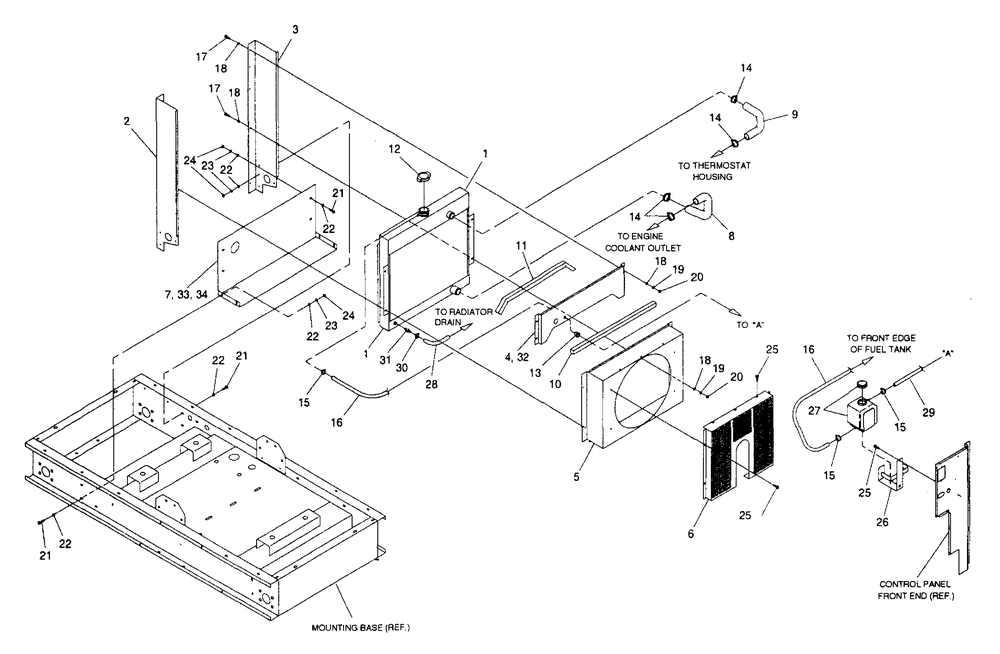 Radiator Assembly Diagram and Parts List for 4058-1  Generac Generator
