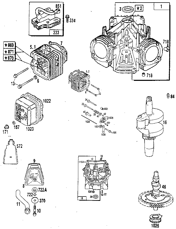 V-twin engine Diagram and Parts List for 9011-0  Generac Generator