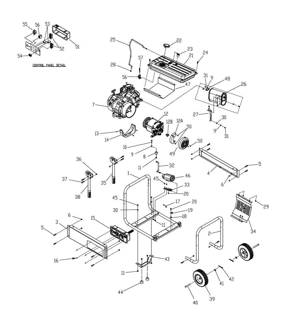 Fig-0 Diagram and Parts List for G0056980  Generac Generator