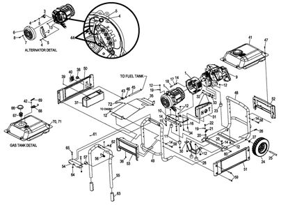 Ev Xg4000 Model 005843 Diagram and Parts List for 0058430 (5809627 - 6184255)(2010) Generac Generator