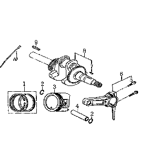 Crankshaft & Piston Diagram and Parts List for 006602-0  Generac Pressure Washer