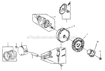 Crankshaft_Piston_Con_Rod_Camshaft_And_Flywheel_Assy Diagram and Parts List for 0061040  Generac Generator