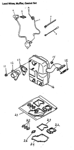 Lead Wires/Muffler/Gasket Set Diagram and Parts List for GM82  Generac Engine