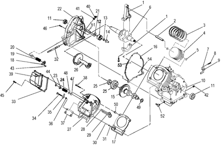 Engine 1 Diagram and Parts List for 0043901 (3514453 - 3699533)(2002) Generac Generator